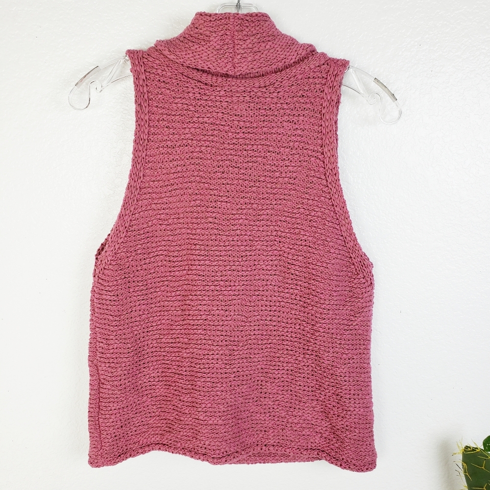 Anthropologie Dusty Pink Sleeveless Textured Mock-Neck Top - Picture 7 of 13